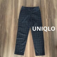 UNIQLO ユニクロ　ネイビー（紺色）チェックパンツ　ウエストゴム