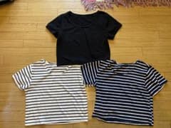 ショート丈のボーダー半袖のサムネイル
