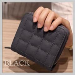 SALE♡ ミニ 財布 コンパクト ステッチ柄 ブラックのサムネイル