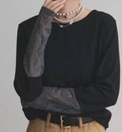 ad thie 袖切替ラメシアー レース アソートトップス　Lサイズ