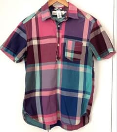 H&M チェック柄 プルオーバー 半袖シャツ　メンズMのサムネイル