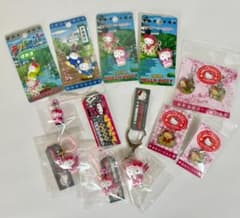 忍者 キティ 親子 セット キーホルダー 根付 ファスナーマスコット