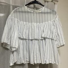 ne Quittez pas ストライプ柄 フリルブラウス 半袖 | Mercari