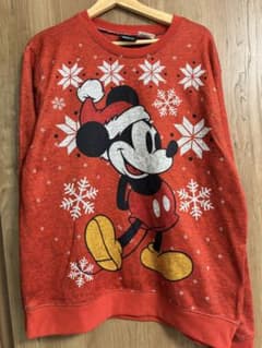 Disney ミッキーマウス クリスマス スウェット レッド Lのサムネイル