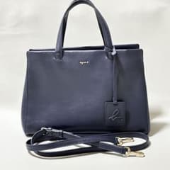 アニエスベー ハンドバッグ 2wayショルダー 斜め掛け ゴールド金具 