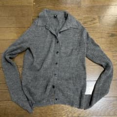 UNIQLO グレー リブ編み カーディガン Mのサムネイル