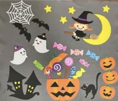 壁面飾り 秋 ハロウィン かぼちゃ おばけ 魔女 老人施設 幼稚園 保育園のサムネイル
