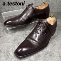 a.testoni アテストーニ 7.5 ウイングチップ ブラウン 定価10万 - メルカリ