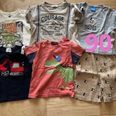 90 Tシャツ・ズボン6点セット✳︎クレードスコープ　ディズニー　恐竜　車のサムネイル