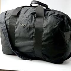 ◇特大サイズ/2way◇PRADA ボストンバッグ 三角ロゴ ナイロン レザー