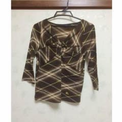 BURBERRY LONDON ブラウンチェック柄五分袖ニットトップスのサムネイル