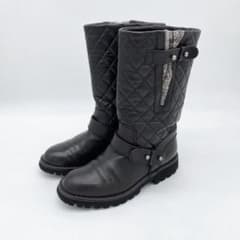 A17981 美品 シャネル キルティングレザーエンジニアブーツ 茶系 36.5 A17981 美品 シャネル キルティングレザーエンジニアブーツ 茶系 36.5