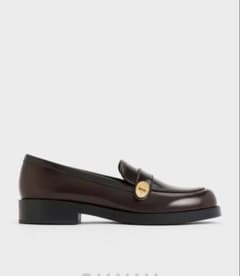 お値下中Charles&Keithメタリックバックルストラップローファーブラウンのサムネイル