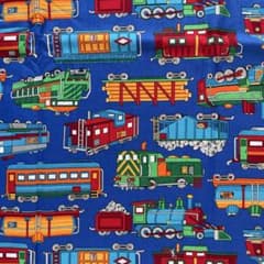 90's Cranston Print Works 未使用 列車柄 コットン生地のサムネイル