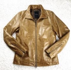 テットオム レザー シングルライダース 立ち襟 牛革 キャメル M ブラウン 美品 テットオム レザー シングルライダース 立ち襟 牛革 キャメル