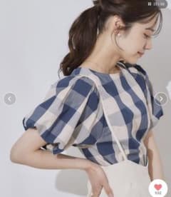 【美品】クチュールブローチ　ブロックチェックブラウスのサムネイル