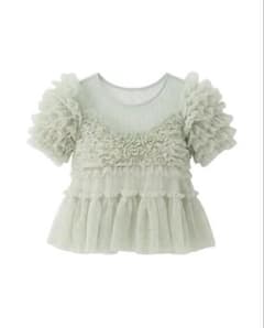 sovisoon sherbet tulle frill blouse mint - メルカリ