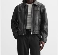 25SS ZARA ザラ レザージャケット ボクシーフィット M - メルカリ