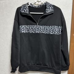 SHEIN ハーフジップ トップス レオパード柄 Sのサムネイル