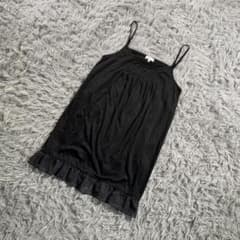 vert dense キャミソールワンピース ブラック M ドット フリル