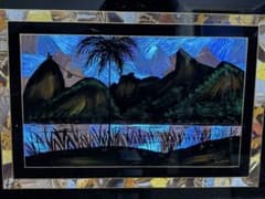 蝶翅画 モルフォ蝶 額装 リオ風景 蝶羽細工 ブラジル工芸 美術品 アンティーク 蝶翅画 モルフォ蝶 額装 リオ風景 蝶羽細工 ブラジル工芸 美術品