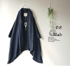 新品値引き 08Mabネイビーアシンメトリーリネンガウントッパーコート麻 
