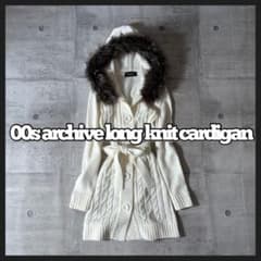 00s ファー付き ロング ニット カーディガン 平成ギャル y2k かわいい