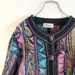 used 3Dハンドニットカーディガン ウール ボロ マルチカラー 日本製