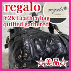 ☆美品☆ regalo レガロ Y2K レザーバッグ キルティング ギャザー 黒 