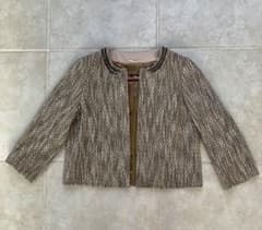 MaxMara ノーカラージャケット ベージュ　ラメツイード生地のサムネイル