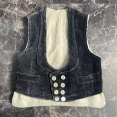 vintage 木こり師　ダークグレー コーデュロイ ダブルブレスト ベストのサムネイル