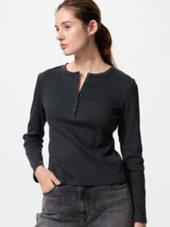 UNIQLO リブヘンリーネックT Mサイズのサムネイル