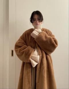 CLANE クラネ NO COLLAR RICO FUR COAT ベージュ - メルカリ