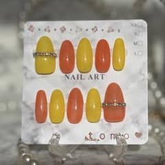ネイルチップ｜イエロー 黄色 オレンジ ビタミンカラー 韓国 夏 シンプルのサムネイル