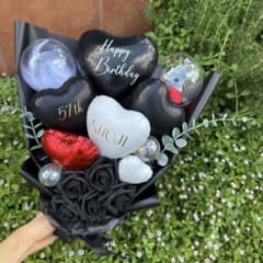 専用☻♡黒バルーンブーケ花束｜風船 推し活 生誕祭 推し会 プレゼント 卒業式 黒❤︎ブラックバルーンブーケ花束｜風船 推し活 生誕祭 推し会