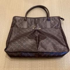 百貨店購入 正規品 ゲラルディーニ ブラウン ロゴ入り ハンドバッグ 