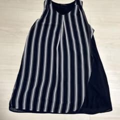 ストライプ　チュニック　袖なし　古着　ネイビー　春　夏のサムネイル