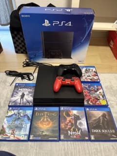 Sony PS4 本体 、赤、黒コントローラー ゲーム7本付き