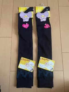 新品　ニーハイソックス　リボン柄　ネイビー　2足セットのサムネイル