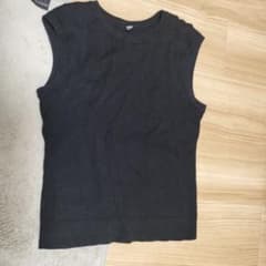 UNIQLO リブニット ノースリーブ ブラック Mのサムネイル