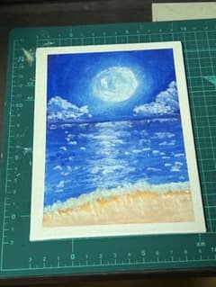 手描きアート 月夜の海 風景画 キャンバス「原画」 - メルカリ