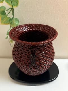 花入れ 編み籠 籃胎漆器 花器 籠 花瓶 漆器 - メルカリ