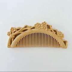 つげ　櫛　本つげ櫛　梅の花　両面　彫刻　手彫りのサムネイル