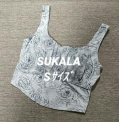 ⑳【美品】SUKALA スカーラ ヨガウェア 花柄ブラトップ S ライトブルー