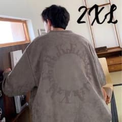 バック サークル ロゴ プリント スウェット くすみカラー グレー 2XL 韓国のサムネイル