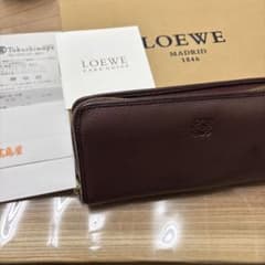 LOEWE ボルドー レザー 長財布 ケアガイド付き - メルカリ
