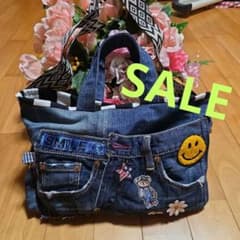 デニムリメイク トートバッグ ハンドメイドのサムネイル