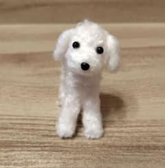 トイプードル　ホワイト　白　犬のぬいぐるみ　毛糸のサムネイル