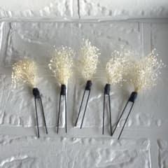 かすみ草　ヘアピン　5本セット　白　ホワイト　ハンドメイドのサムネイル