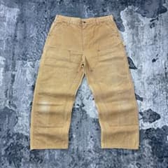 USA製 W36 00s Carhartt ダブルニー ベージュ レザーロゴ USA製 W36 00s Carhartt ダブルニー ベージュ レザーロゴ - メルカリ